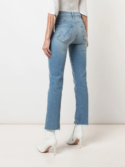 Shop Mother Stonewashed Skinny Jeans In Blue