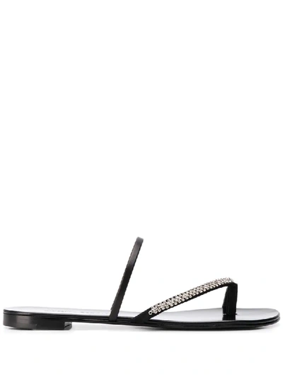 Shop Giuseppe Zanotti Miria Rhinestone-embellished Sandals In Black