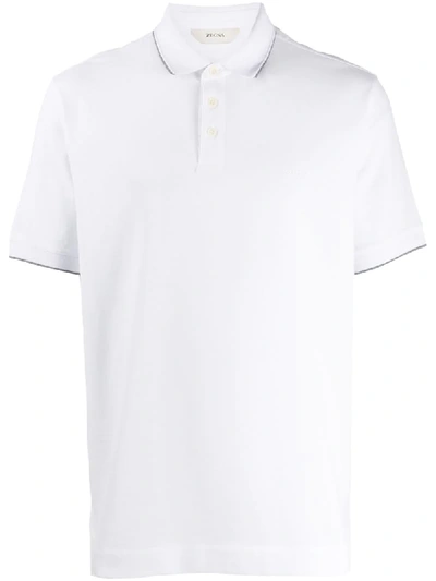 Shop Ermenegildo Zegna Poloshirt Mit Logo-stickerei In White