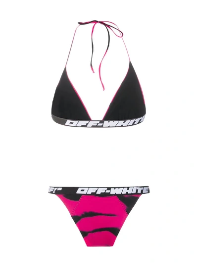 Shop Off-white Tie-dye Print Bikini Set In Pink