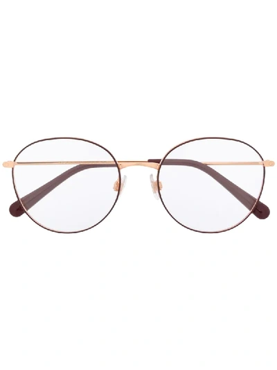 Shop Dolce & Gabbana Round Glasses In Red