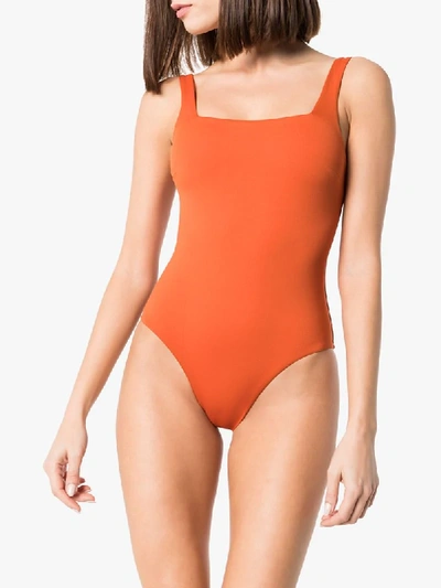 Shop Bondi Born Margot Square-neck Swimsuit In Orange