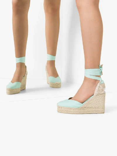 Shop Castaã±er Chiara 80mm Espadrille Wedge Sandals In Blue