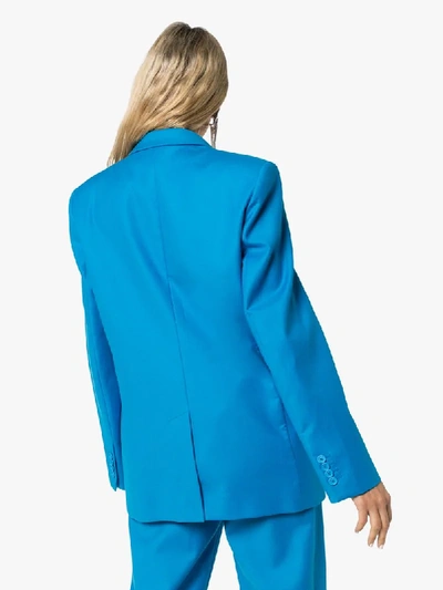 Shop Attico Single-breasted Oversized Blazer In Blue