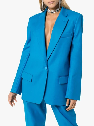 Shop Attico Single-breasted Oversized Blazer In Blue
