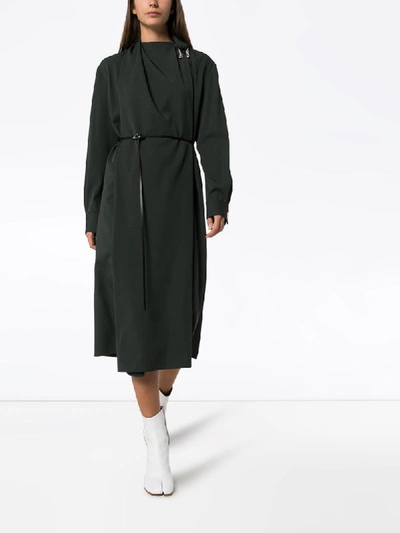 Shop Bottega Veneta Belted Shift Midi Dress In Green