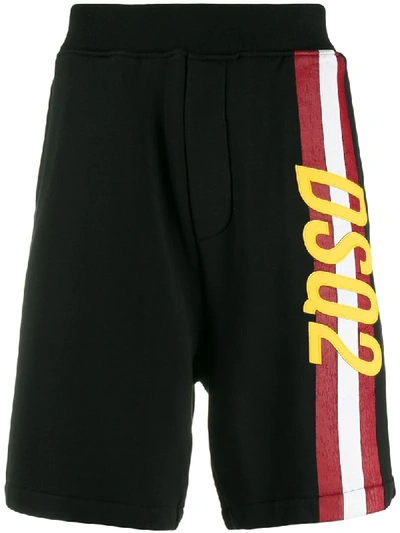 Shop Dsquared2 Logo And Stripe Track Shorts In Black