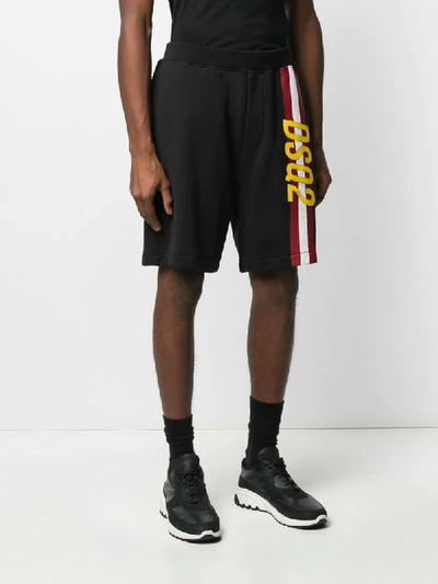 Shop Dsquared2 Logo And Stripe Track Shorts In Black