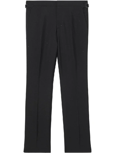 Shop Burberry Crystal Embellished Tailored Trousers In Black