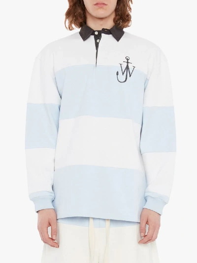 Shop Jw Anderson Panelled Rugby Polo Shirt In Blue