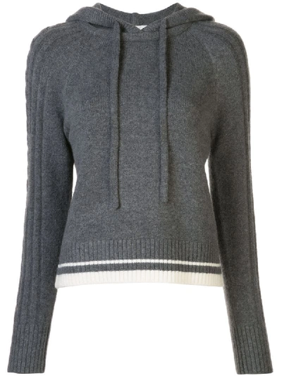 Shop Duffy Knitted Cashmere Hooded Jumper In Grey