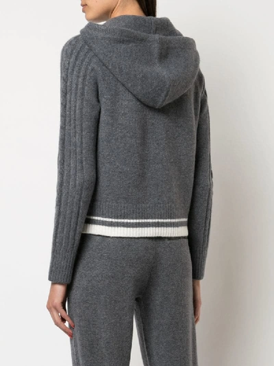 Shop Duffy Knitted Cashmere Hooded Jumper In Grey