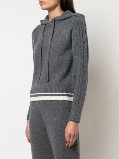 Shop Duffy Knitted Cashmere Hooded Jumper In Grey