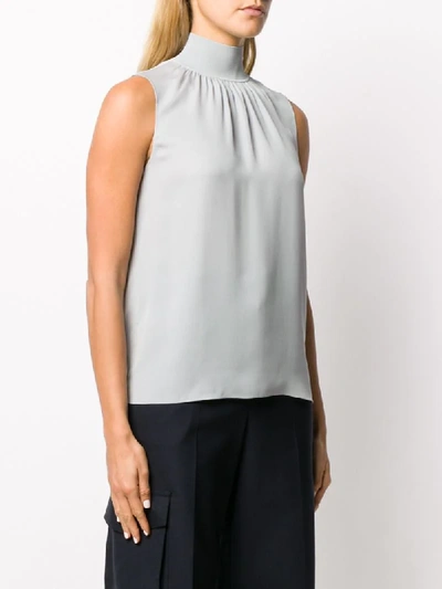 Shop Theory Gathered High-neck Blouse In Blue