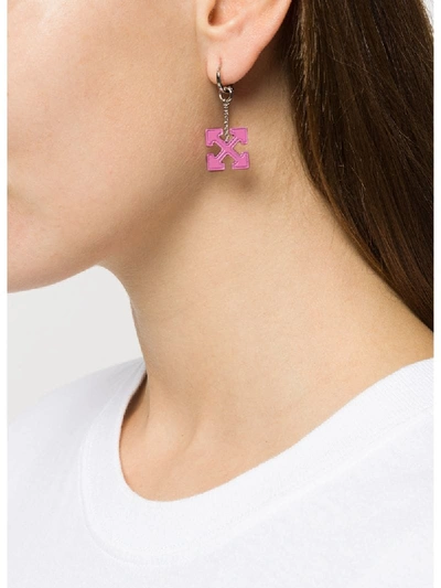 Shop Off-white Arrows Pendant Hoop Earring In Pink