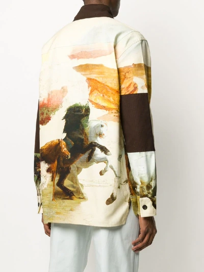 Shop Acne Studios Horse Print Overshirt In Neutrals