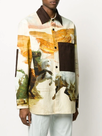 Shop Acne Studios Horse Print Overshirt In Neutrals