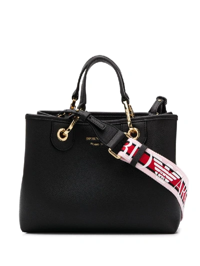 Shop Emporio Armani Logo Stamp Tote Bag In Black