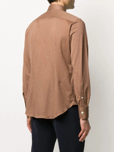 Shop Eleventy Collared Knitted Shirt In Brown