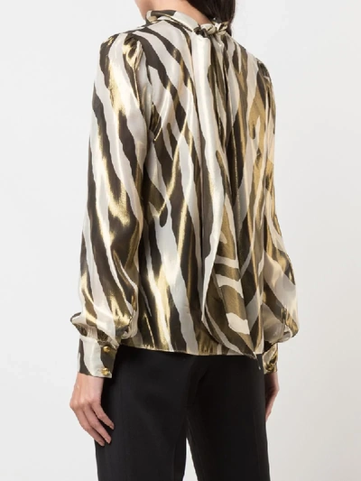 Shop Haney Billie Zebra-print Blouse In White