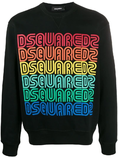 Shop Dsquared2 Rainbow Logo Sweatshirt In Black
