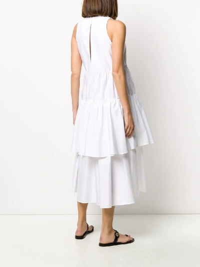 Shop Aspesi Tiered Sleeveless Dress In White