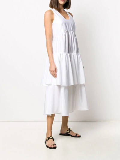 Shop Aspesi Tiered Sleeveless Dress In White