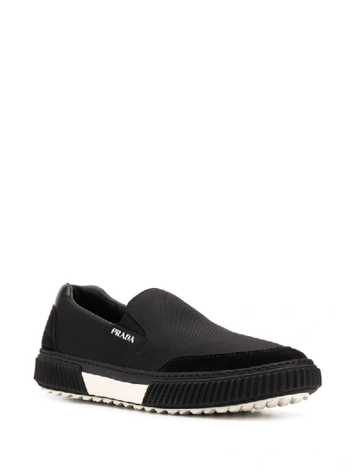 Shop Prada Panelled Slip-on Sneakers In Black