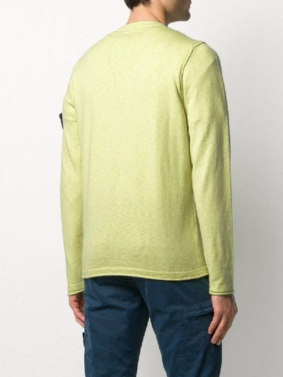 Shop Stone Island Knitted Logo Jumper In Yellow
