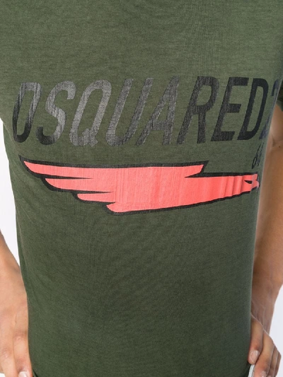 Shop Dsquared2 Underlined Logo Print T-shirt In Green