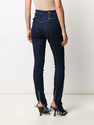Shop Versace Jeans Couture Chap Buckled Distress Jeans In Blue