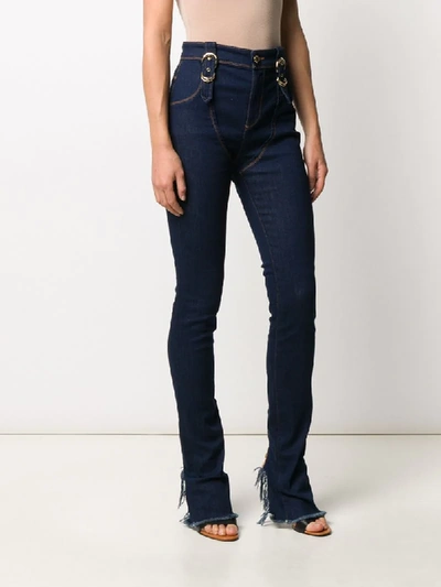 Shop Versace Jeans Couture Chap Buckled Distress Jeans In Blue