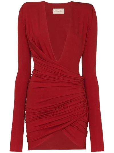 Shop Alexandre Vauthier Ruched Mini Dress In Red
