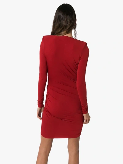 Shop Alexandre Vauthier Ruched Mini Dress In Red