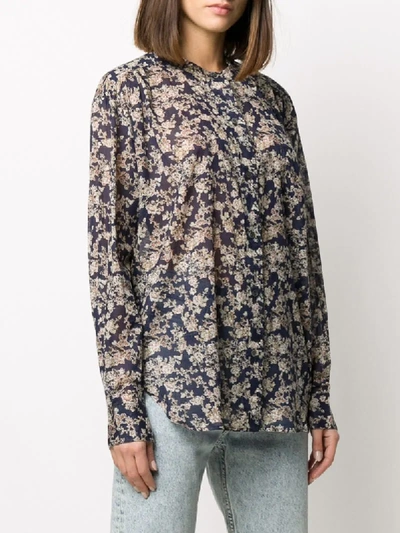 Shop Isabel Marant Étoile Mexika Floral-print Cotton Shirt In Blue