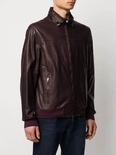 Shop Etro Zipped Leather Jacket In 300