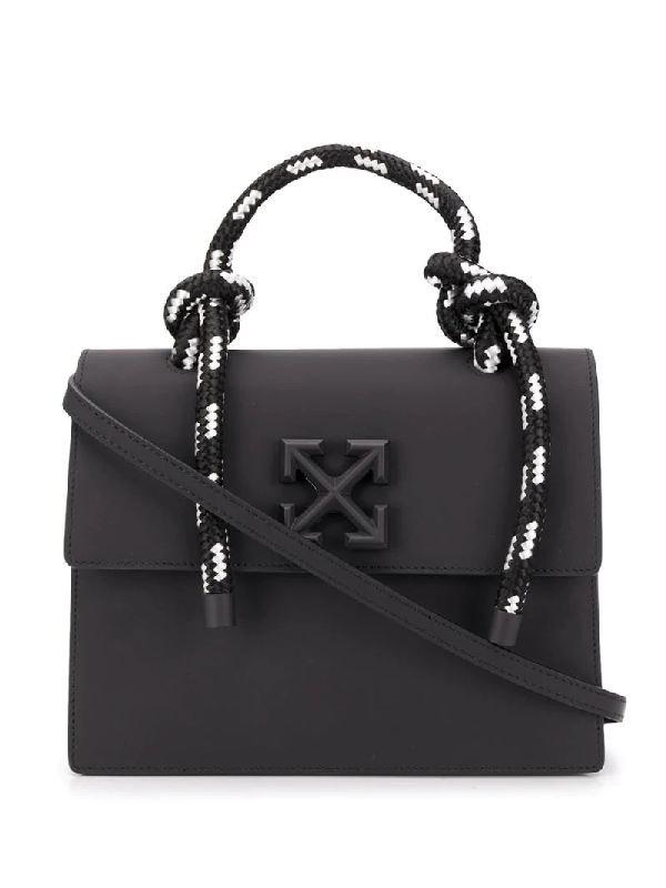 Off-white Jitney 1.4 Black Rubberised Leather Top Handle Bag | ModeSens