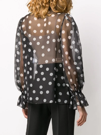 Shop Dolce & Gabbana Chiffon Polka Dot Blouse In Black