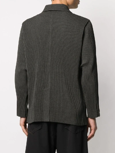 Shop Issey Miyake Pleated Single-breasted Blazer In Grey