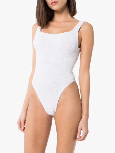 Shop Hunza G Scoop Neck Swimsuit In White