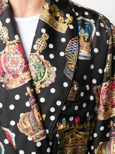 Shop Dolce & Gabbana Royal Print Dressing Gown In Black