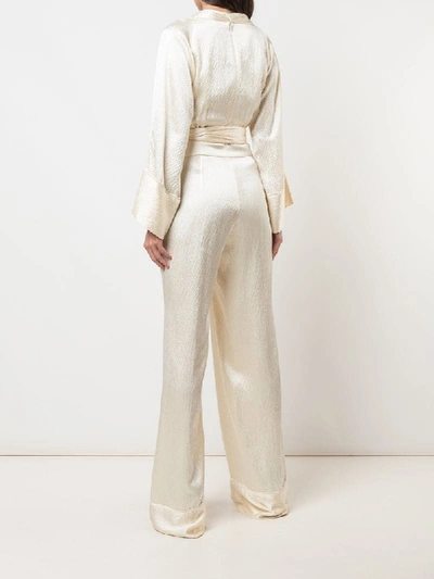 Shop Haney Blythe Silk V-neck Jumpsuit In White