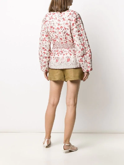 Shop Ulla Johnson Floral-print Quilted Jacket In Neutrals