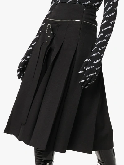 Shop We11 Done Unbalanced Box Pleat Wool Skirt In Black
