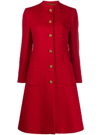Shop Gucci Single-breasted Buttoned Coat In Red