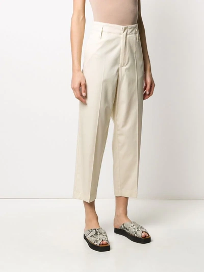 Shop Forte Forte Cropped Tailored Trousers In Neutrals