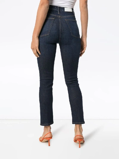 Shop Re/done Cropped High-rise Skinny Jeans In Blue