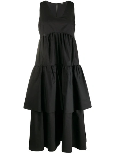 Shop Aspesi Tiered Ruffled Dress In Black
