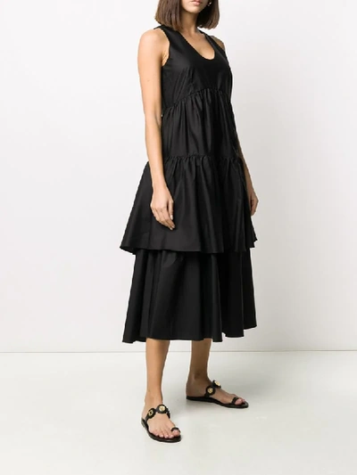 Shop Aspesi Tiered Ruffled Dress In Black
