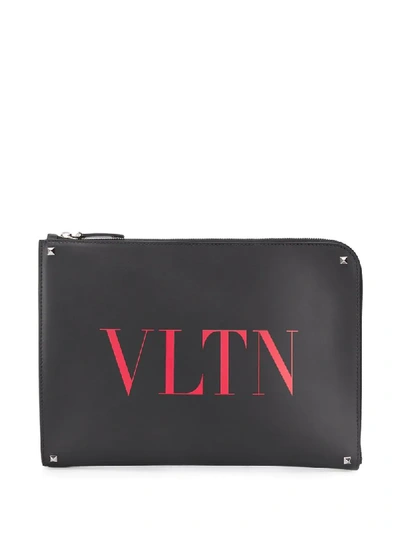 Shop Valentino Vltn Pouch Bag In Black